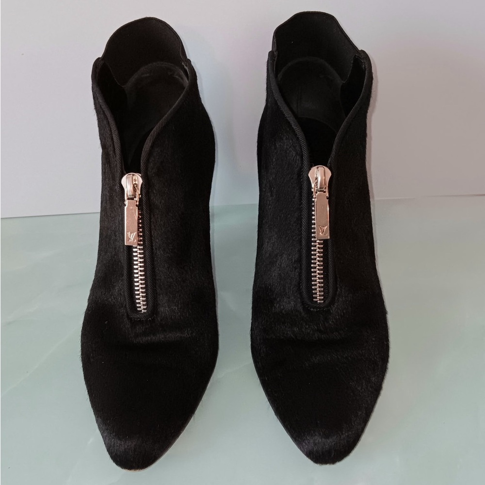 Louis Vuitton Black Ankle Boots with Silver Zipper